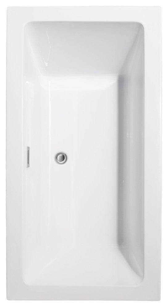 Melody 60" Freestanding White Bathtub, Chrome Drain