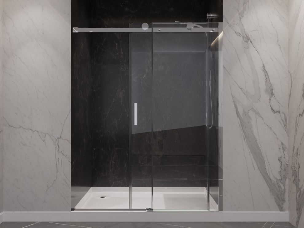 ANZZI Rhodes 76" Frameless Sliding Shower Door, Chrome, 48" W