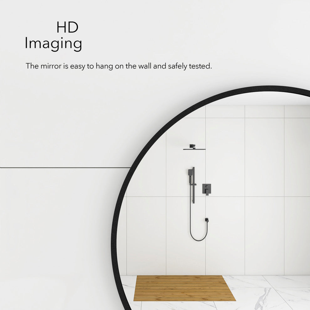Round Framed Wall Mounted Bathroom Vanity Mirror, 30''
