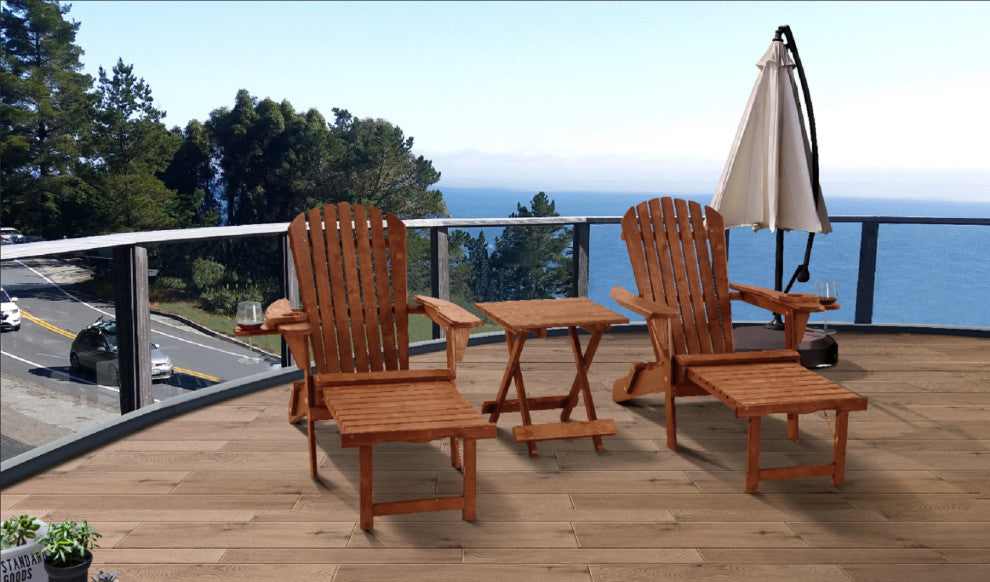Oceanic Adirondack Chaise Foldable Chair, Walnut, 1 Chair