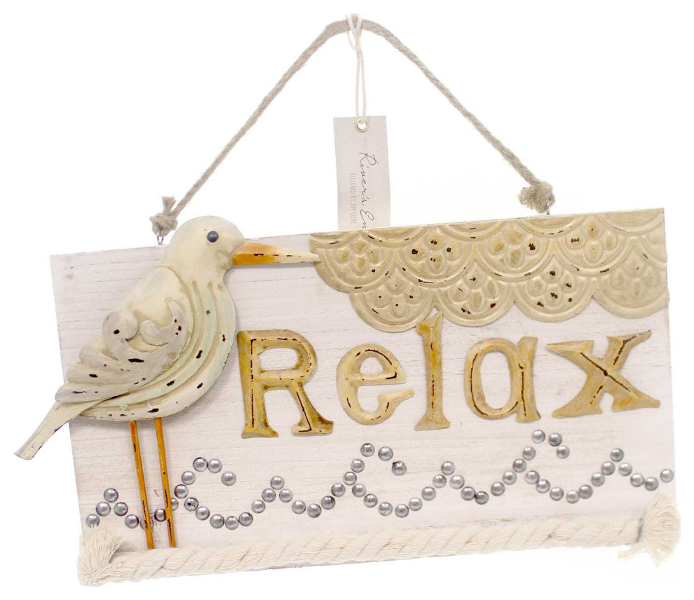 Jim Shore Sandpiper Relax Wall Sign Polyresin River's End 4054615