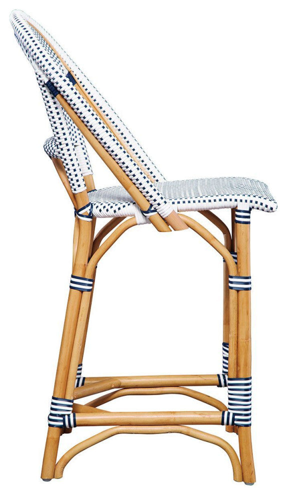 Leroy Woven Counter Stool, Navy/ White