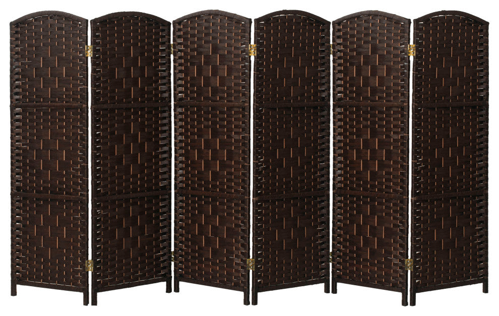 4 ft. Short Diamond Weave Fiber Room Divider Dark Mocha 6 Panel
