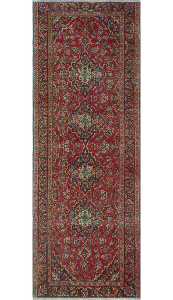 Vintage Distressed Ruby Red Runner