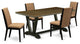V677La147-5, 5-Piece Dining Set Table and 4 Padded Chairs, Wire Brushed Black