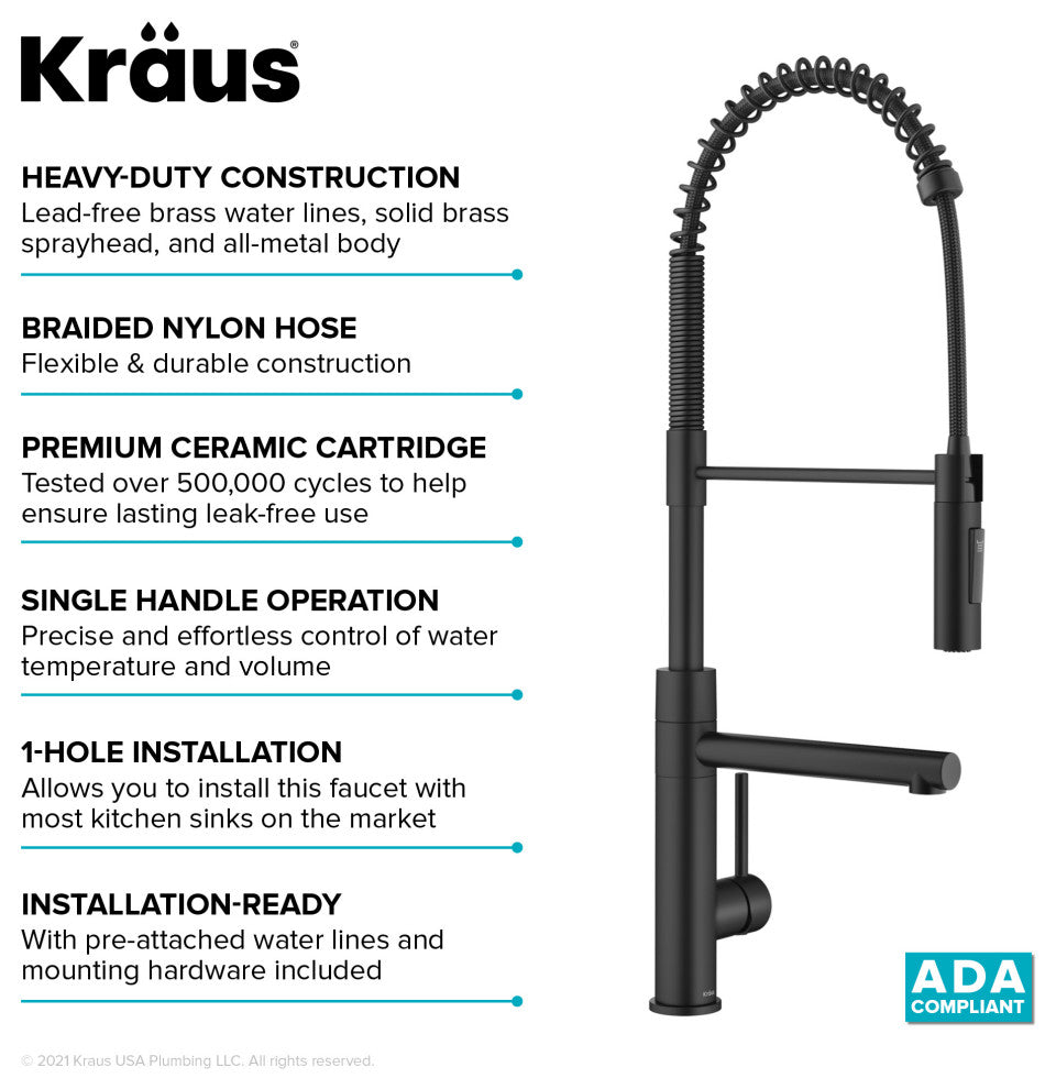 Pulldown Pot Filler Kitchen Faucet, Matte Black