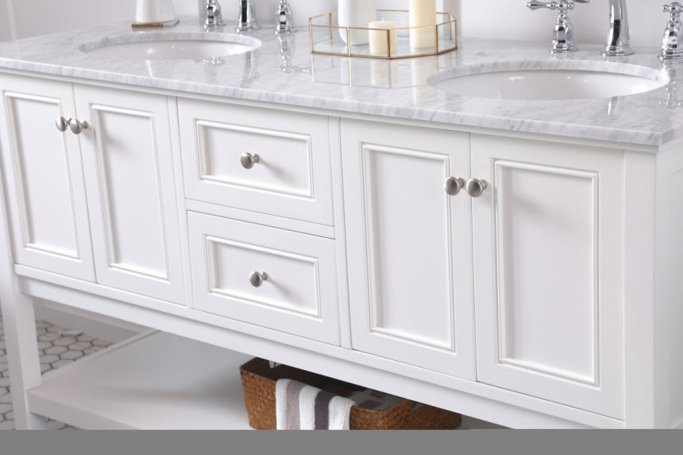 Home Living 60" Double Sink Bathroom Vanity Set, White