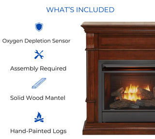 Duluth Forge Dual Fuel Ventless Gas Fireplace, 26,000 BTU, Remote, Auburn Cherry