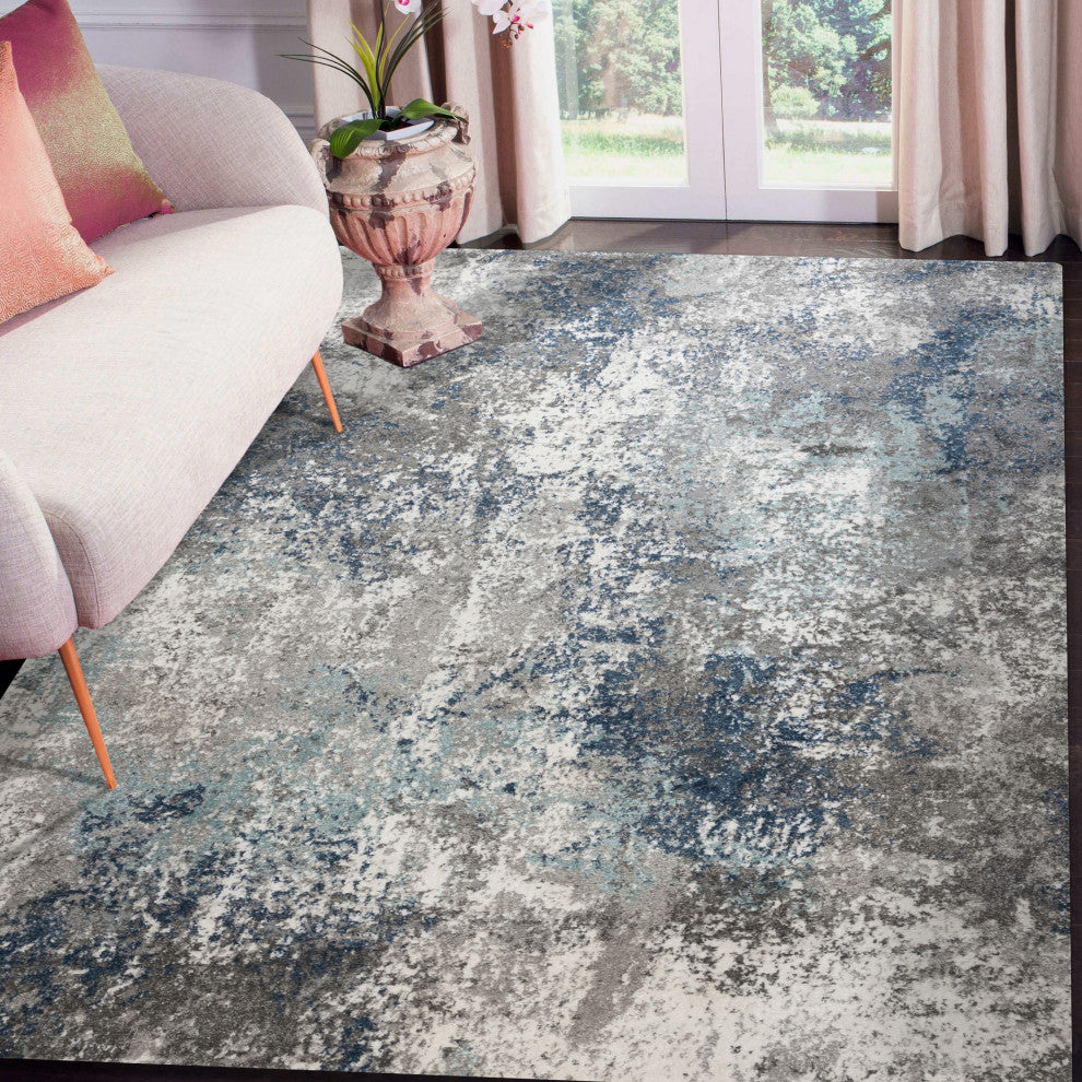 Yasmin Deva Area Rug, Blue, 9' x 13', Abstract