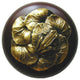 Leap-Frog Walnut Wood Knob, Antique-Style Brass