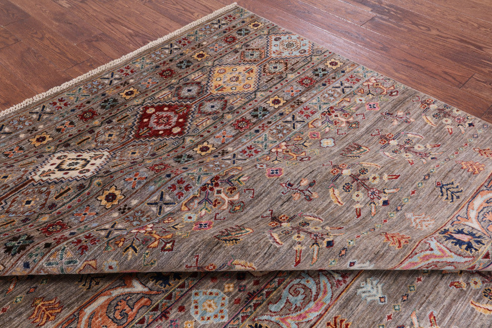 6' 8" X 9' 10" Handmade Tribal Khorjin Wool Rug Q7604
