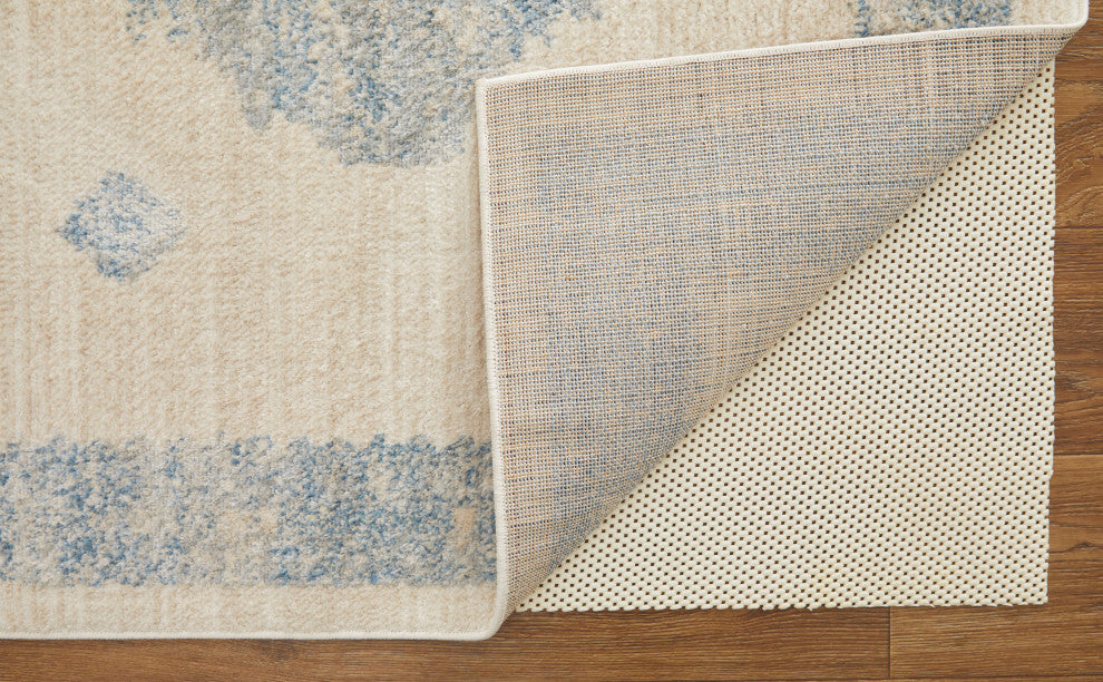 Weave & Wander Melba Nomadic Geometric Area Rug, Blue/Ivory, 4'3"x6'3"
