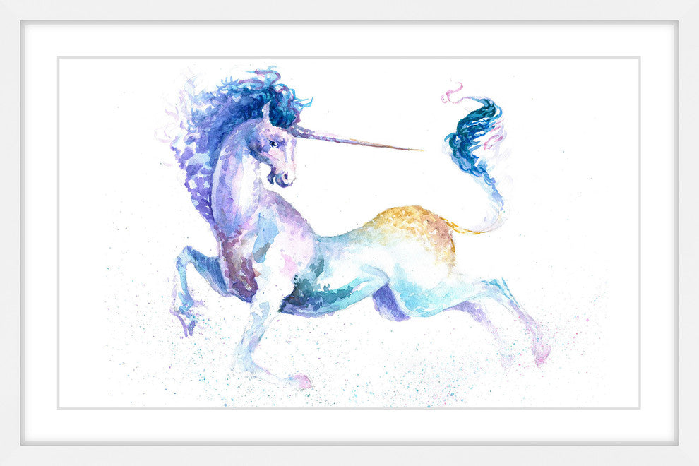 "Leaping Unicorn" Framed Painting Print, 18"x12"
