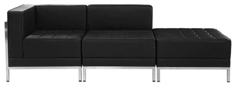 Hercules Imagination Series Black Leather 3 Piece Chair and Ottoman Set