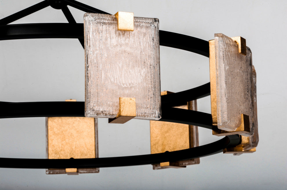 Maxim 39535 Radiant 9 Light 27"W LED Ring Chandelier - Black / Gold Leaf /