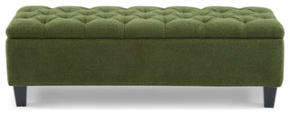 GDF Studio Ottilie Contemporary Button-Tufted Storage Ottoman Bench, Green Boucle