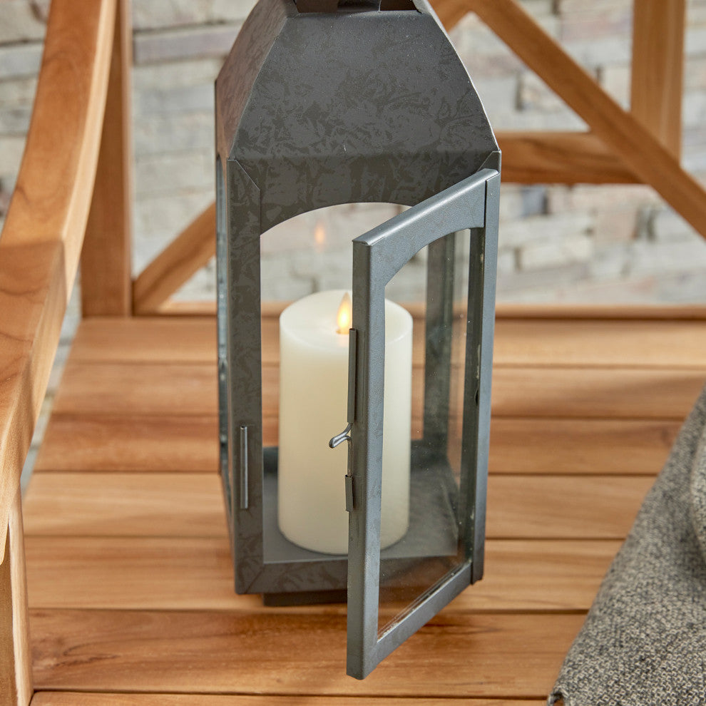 Antoinne Outdoor Lantern, Small, Gray, 6.5x6.5x15.75