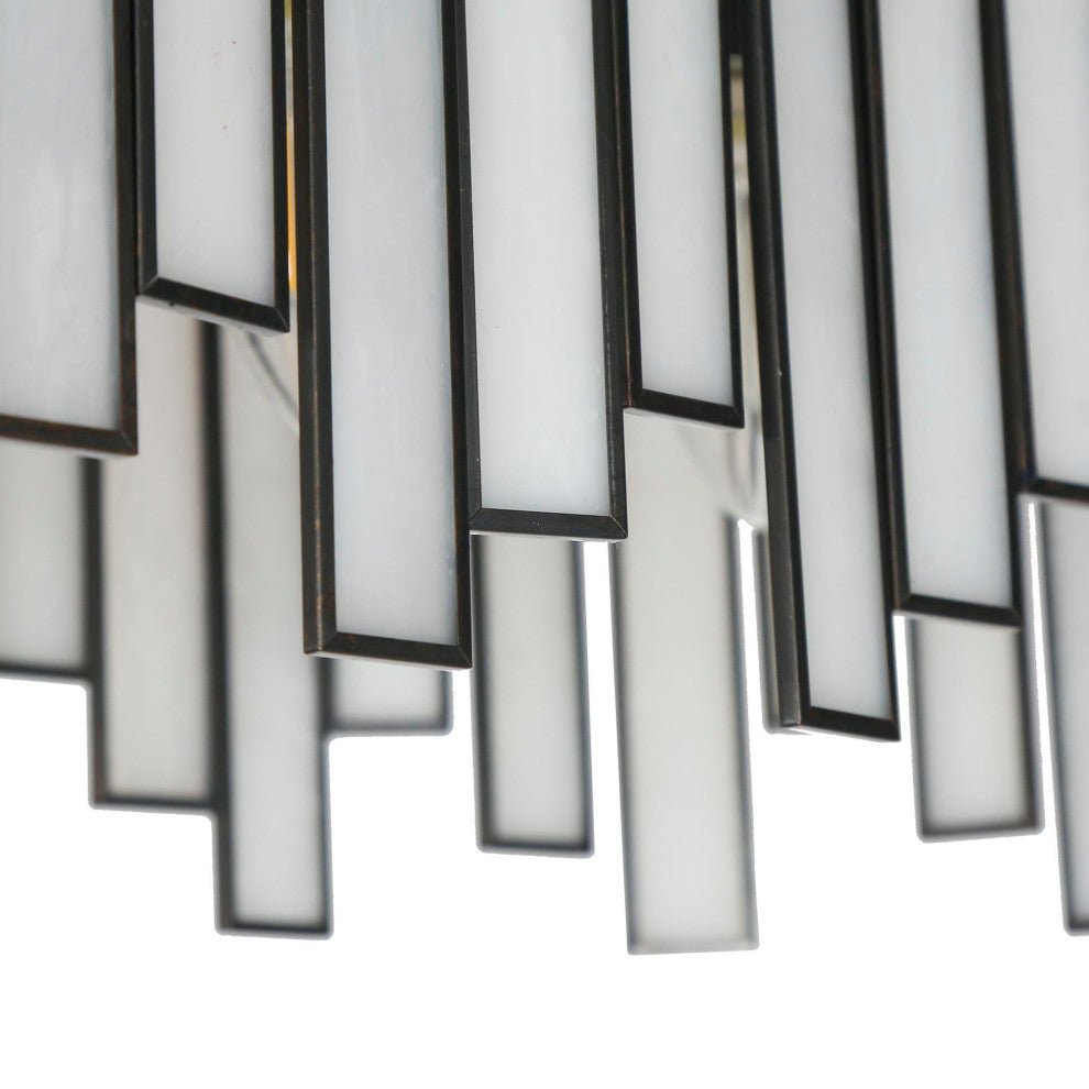 LNC Hemera 6-Light Modern Linear Large Pendant Island Light, White Glass