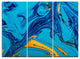 "Soft Blue Abstract Acrylic Paint Mix" Art on Canvas, 3 Panels, 36"x28"