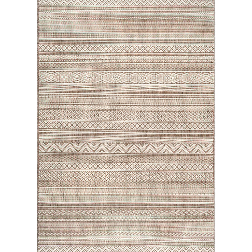 Nuloom Contemporary Southwestern Outdoor Tribal Area Rug, Taupe 5'3"x7'6"