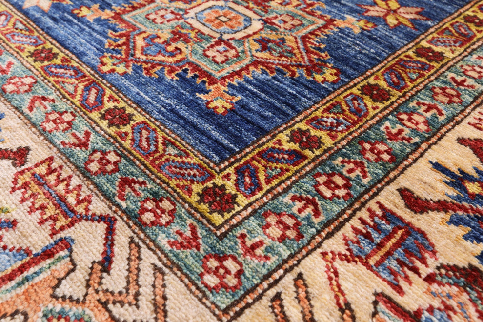 Handmade Super Kazak Geometric Wool Rug 5' 6" X 8' 0" Q10920