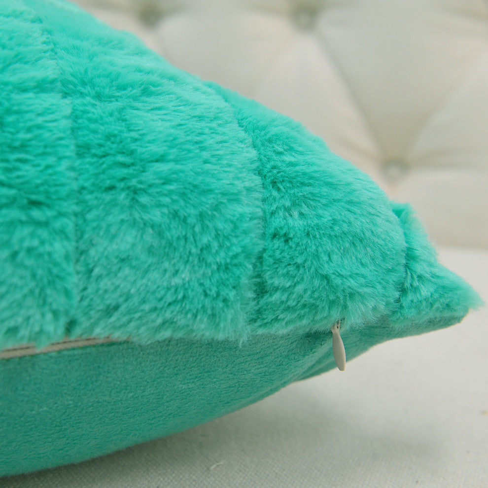 Rabbit Faux Fur Throw Blanket With 2 Pillows, Arcadia