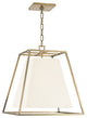 Kyle, Four Light Pendant, Aged Brass Finish, White Faux Silk Shade