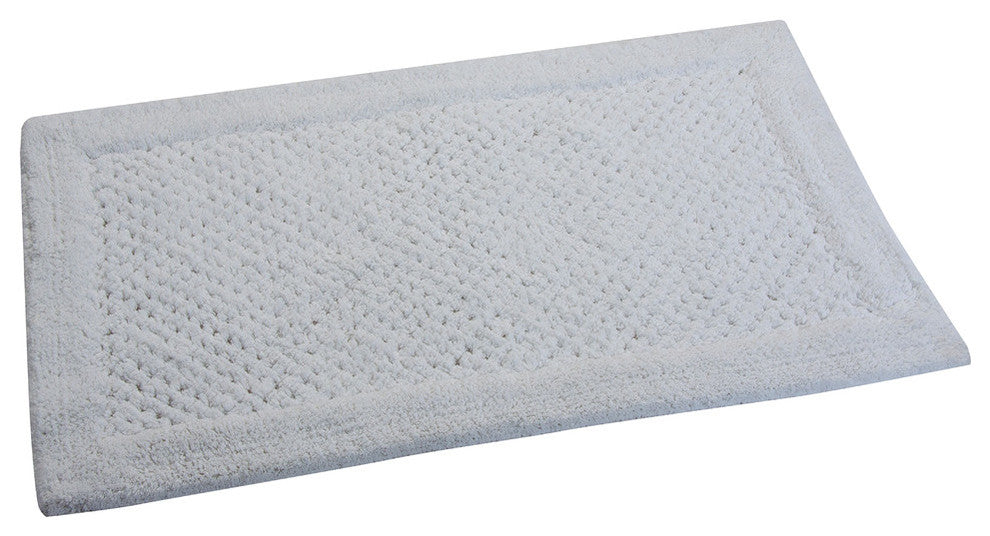 Bath Rug Cotton, 2 Piece Set, 34"x21" and 36"x24", White, GSF 180, Waffle