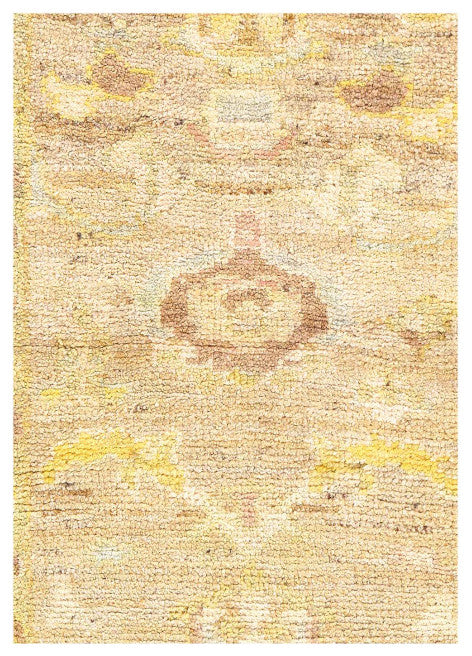 Ivory Color Fine Hand Knotted Oushak Rug 2'11"x4'8"