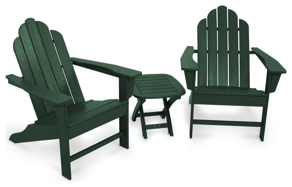 Polywood Long Island Adirondack 3-Piece Set, Green