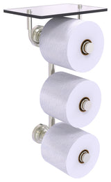 Allied Brass Dottingham 3 Roll Toilet Paper Holder, Glass Shelf, Satin Nickel