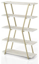 Bookcase, Unique Design With Metal Frame & Open Shelves, Champagne/ White Washed