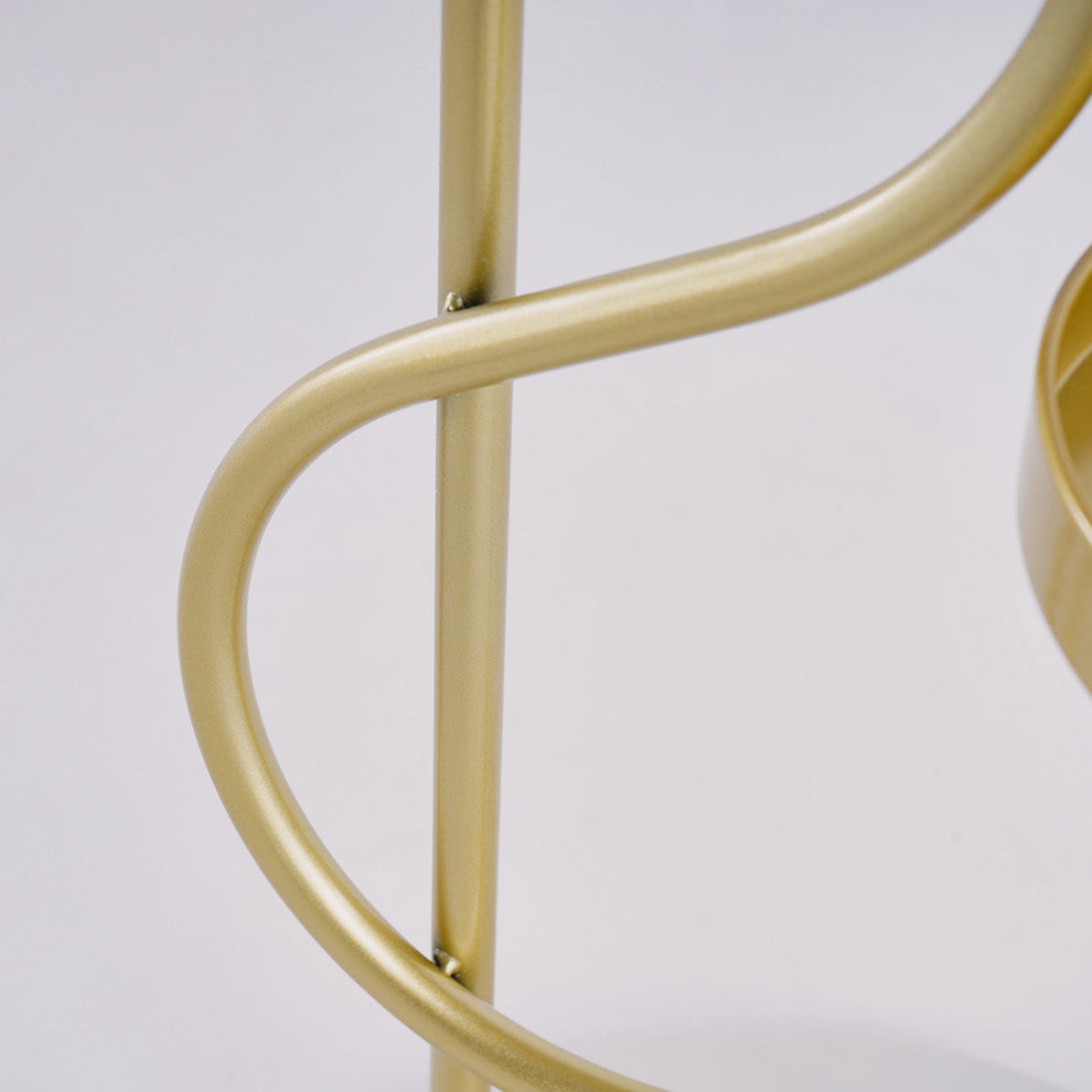 42.5" Tall Metal Plant Stand 3 Tier Modern Corner Ladder Planter in Gold