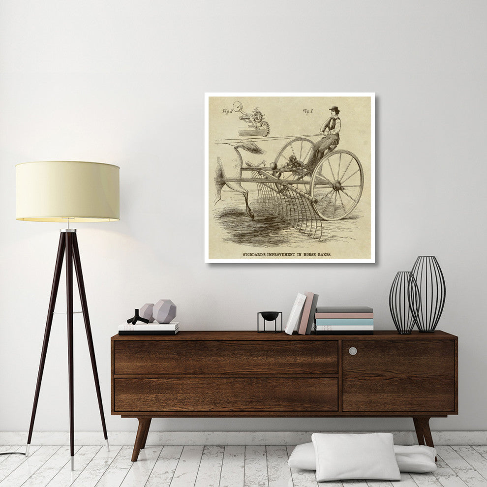 "Stoddard's Improvement in Horse Rakes" Paper Print by Inventions, 42"x42"