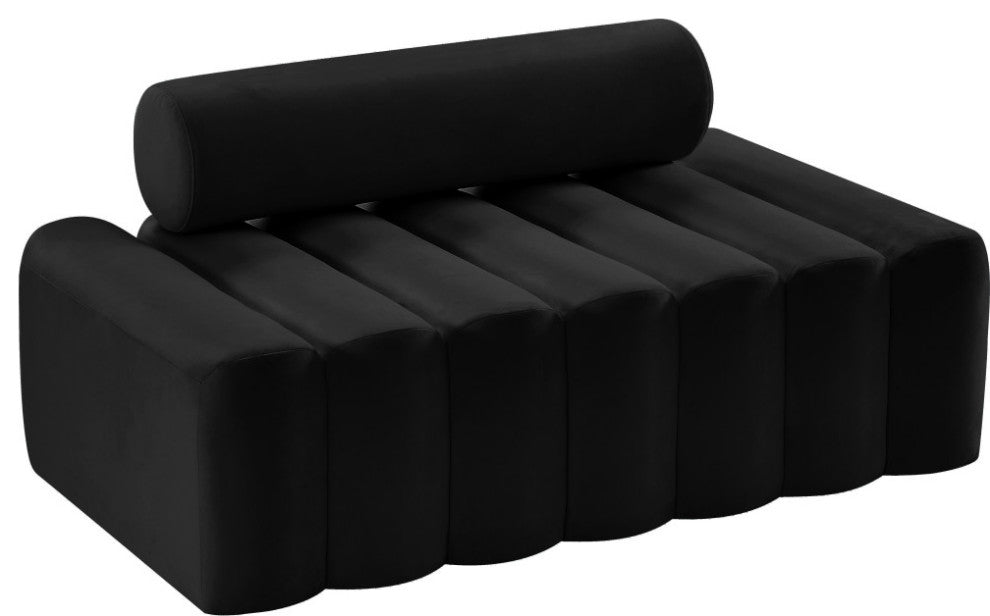 Melody Velvet Upholstered Chair, Black, Loveseat