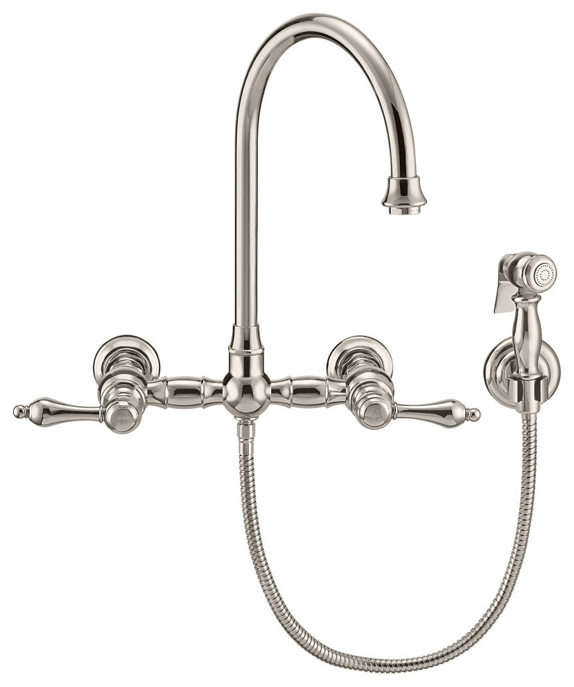 Vintage III Plus Wall Mount Faucet With a Long Gooseneck Swivel Spout, Lever Ha