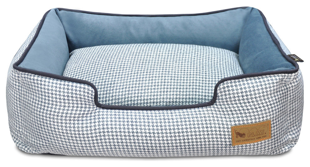 Lounge Bed Houndstooth, Blue and White, Medium