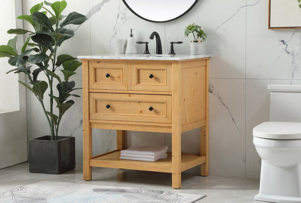 Elegant VF27030NW 30" Single Bathroom Vanity, Natural Wood