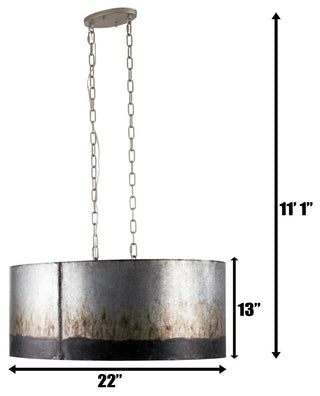 Varaluz 323N06 Cannery 30"W Linear Drum Chandelier - Ombre Galvanized