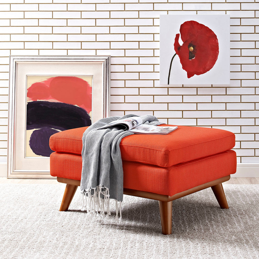 Modern Contemporary Fabric Ottoman , Red, Fabric