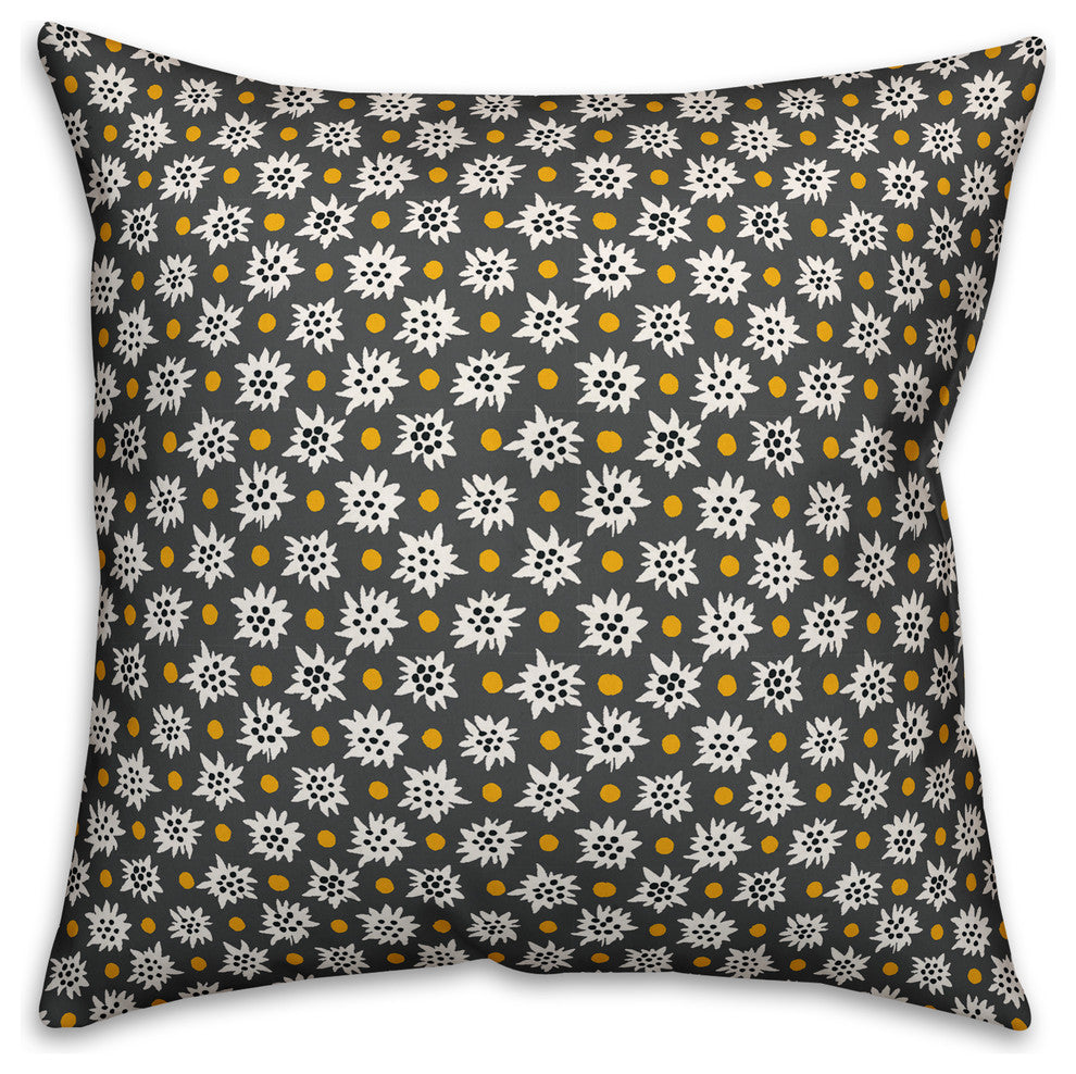 Abstract Snowflake Pattern, Gray Outdoor Throw Pillow, 20"x20"