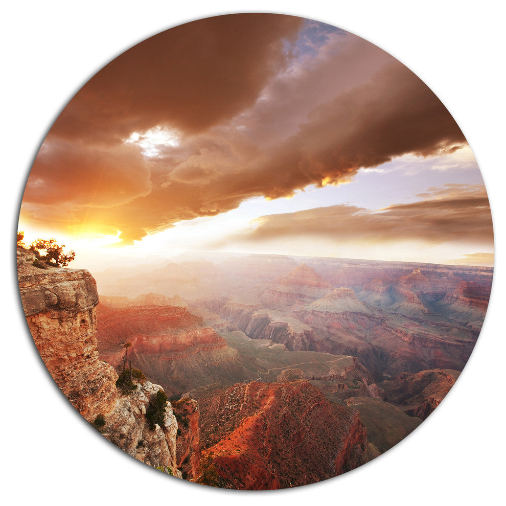 Grand Canyon Under Thunderstorm Sky, Landscape Round Wall Art, 36"
