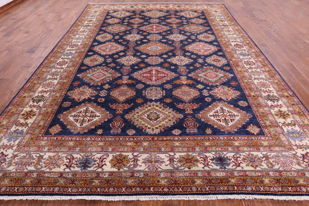 Super Kazak Geometric Hand-Knotted Wool Rug 10' 0" X 13' 7" Q11225