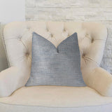 Icy Sky Blue and Silver Luxury Throw Pillow, 22"x22"