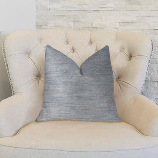 Icy Sky Blue and Silver Luxury Throw Pillow, 22"x22"