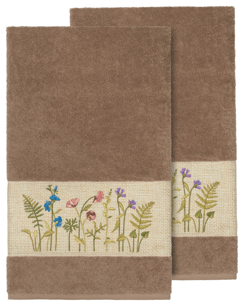 Serenity 2-Piece Embellished Bath Towel Set, Latte