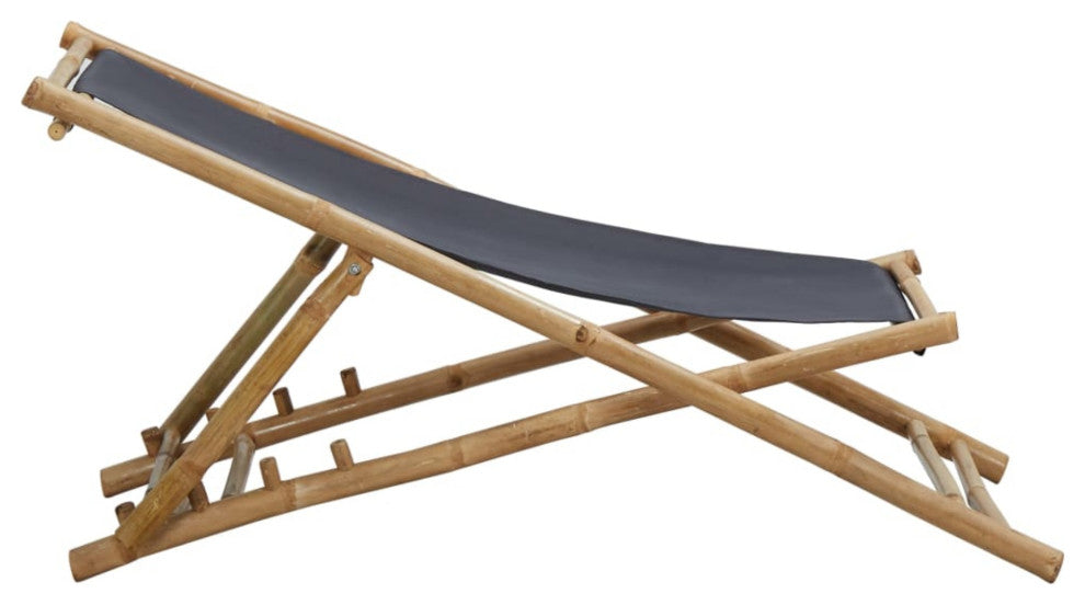 Vidaxl Deck Chair Bamboo and Canvas Dark Gray