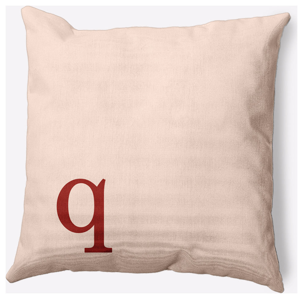 18" x 18" Modern Monogram Indoor/Outdoor Polyester Throw Pillow, Maple Red