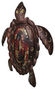 Large Mosaic Shell Brown Sea Turtle Sculpture Metal Wall Hanging 20 Inch