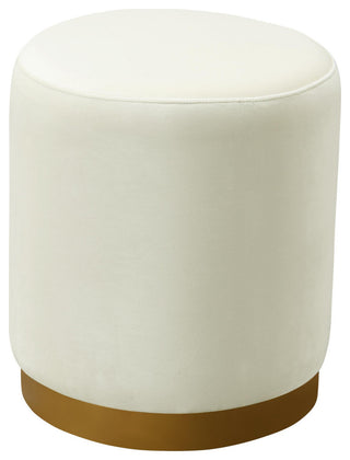 Opal Cream Velvet Ottoman with Gold Base